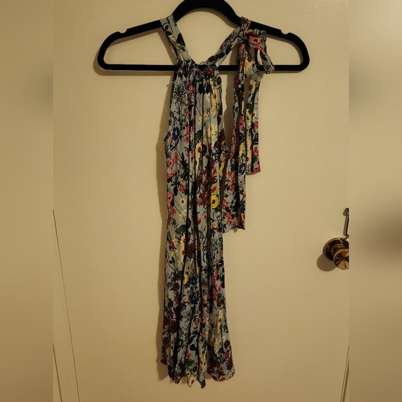 Italian Colorful Floral Haulter Dress - S - Picture 3 of 10
